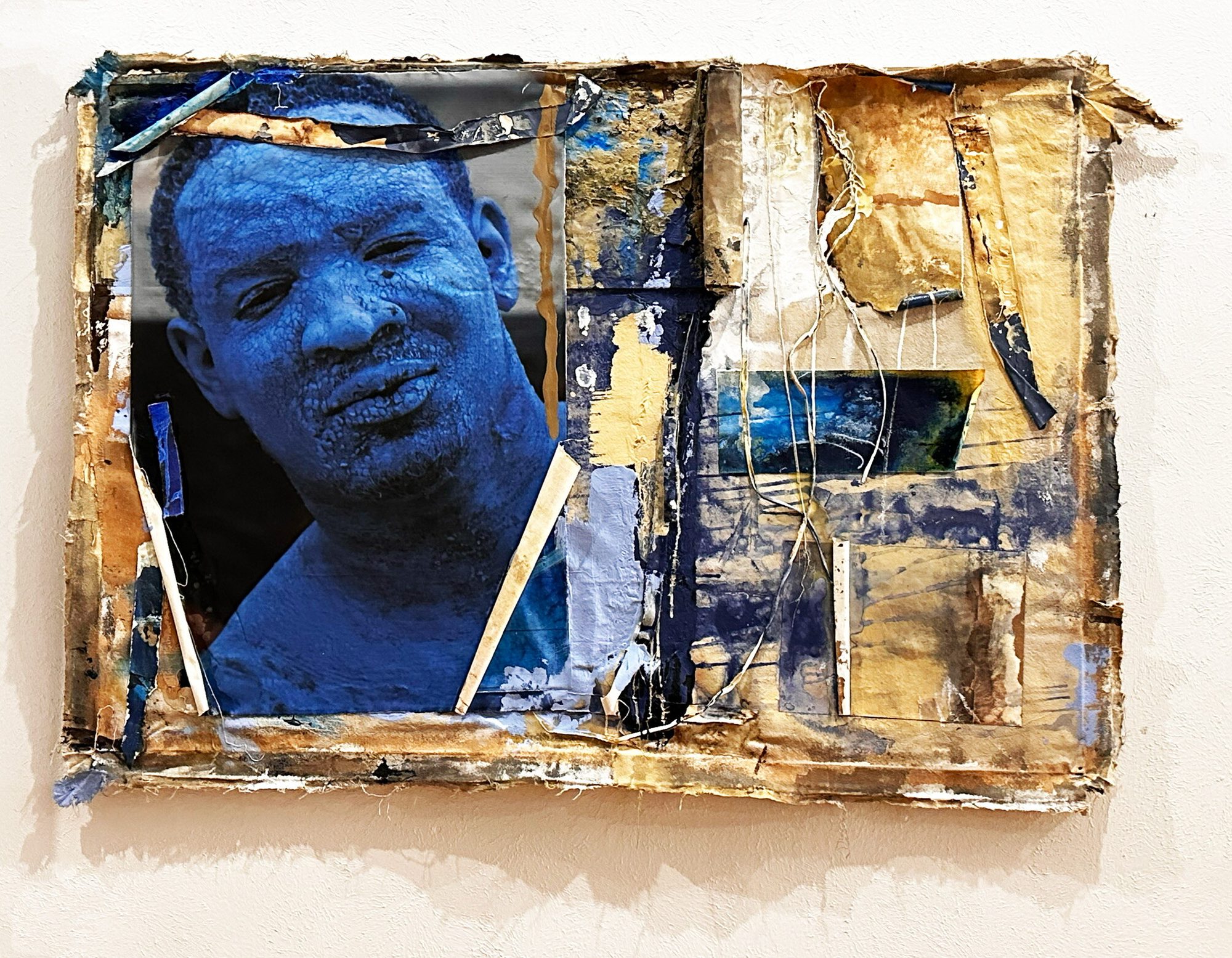Blue Male Gaze, mixed media work by Brian Walker