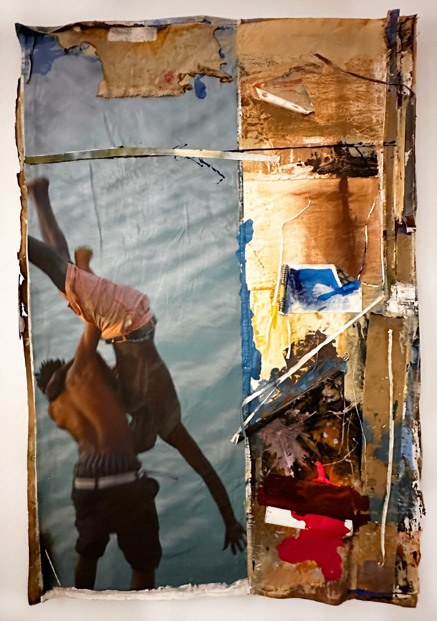 The Wrestlers, mixed media work by Brian Walker