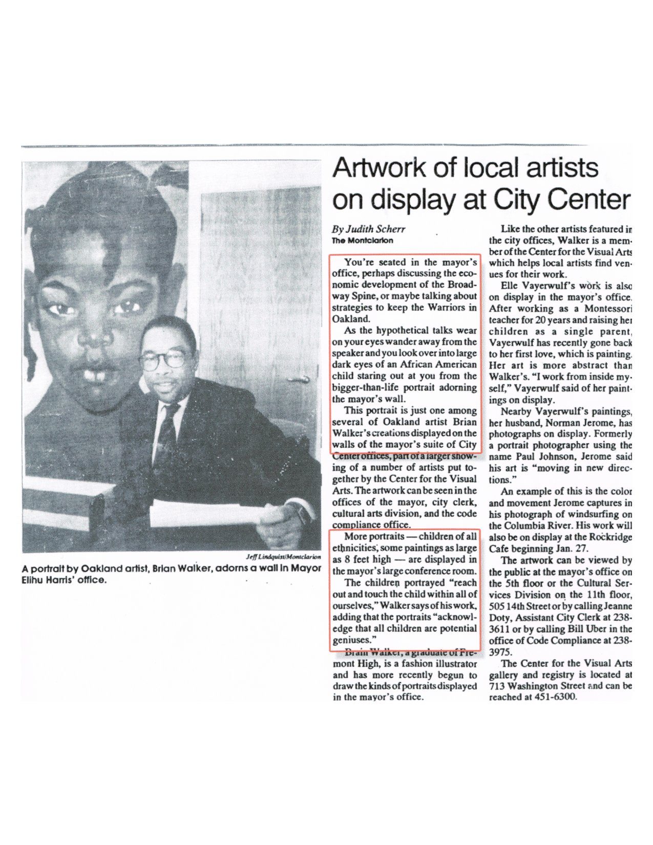 The Montclarion article: Artwork of local artists on display at City Center