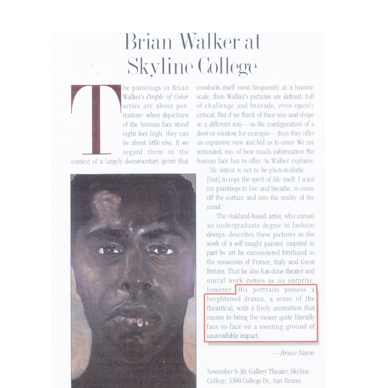 Exhibition review by Bruce Nixon: Brian Walker at Skyline College